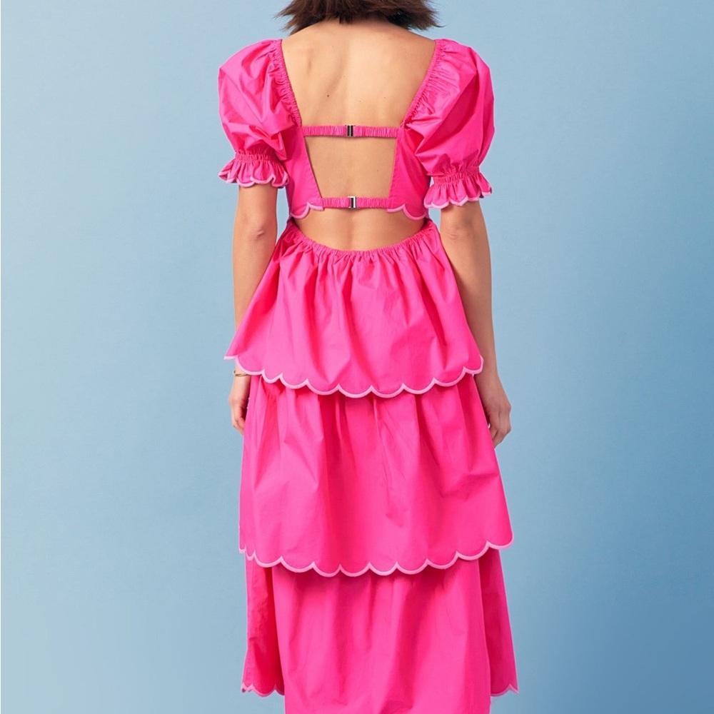 English Factory Pink Tiered Maxi Dress with Puff Sleeves - Picture 4 of 5